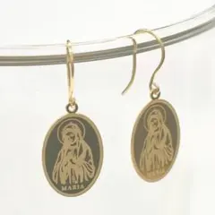 新品 K10 マリアモチーフピアス 10金 イエローゴールド 刻印入り