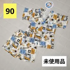 【90cm】ジャイアン 甚平 キッズ ベビー 夏祭り 男の子 綿100％ 花火