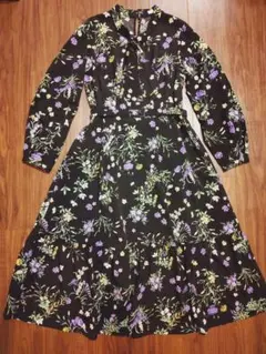 【美品】AG by aquagirl ボウタイ付きロングワンピース 花柄のサムネイル