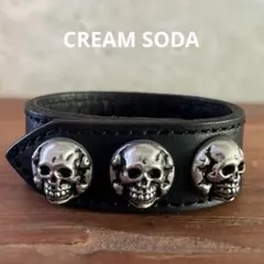 ☆CREAM SODA☆クリームソーダ☆レザー☆ブレスレット☆3連ドクロ☆廃盤 2026年最新】CREAM SODA メンズ ブレスレットの人気アイテム - メルカリ