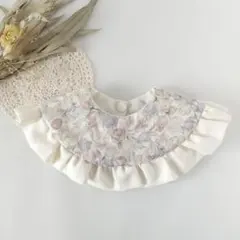 新品　スタイ　よだれかけ　フリル　フラワー　花柄　綿100%