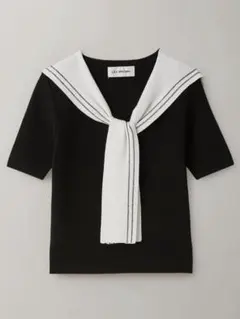 【新品未使用】リリーブラウン♡レイヤードセーラーカラーニット ブラックのサムネイル