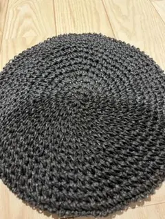 黒の編み込みベレー帽　春夏用