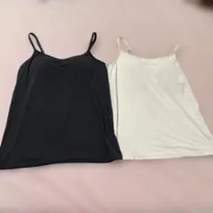 ユニクロAIRismブラックキャミソール 内蔵ブラ付きLサイズ2枚セット