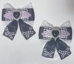 エンジェルリボン  ヘアクリップ ブラック ギンガムチェック