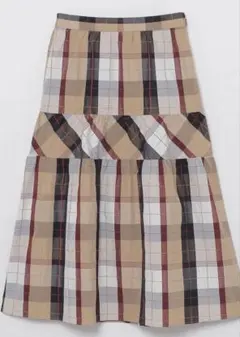 ブルーレーベル　チェック柄ロングフレアスカート