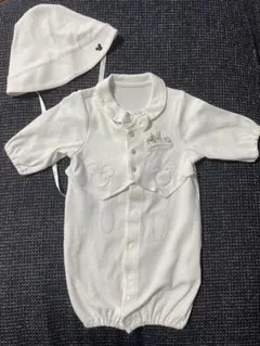 ミッキー　綿100% セレモニードレス　帽子付　50-60　男の子向け　赤ちゃん