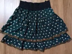 axes femme☆ダークグリーン ドットフレアスカート M