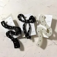 【新品】ドット柄 ヘアクリップ3セット ブラック ホワイト 水玉 ヘアアクセ