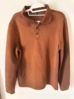 ブラウン ダイヤモンドパターン ポロシャツ