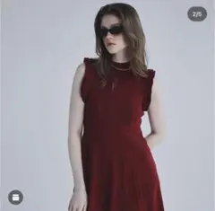 eimy フリルリブニットワンピース