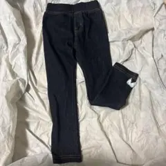レギンス デニム スキニーパンツ リボン付き