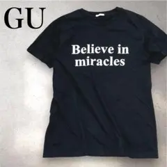 GU ジーユー ロゴTシャツ 半袖 英字プリント 綿100% 黒 ブラック