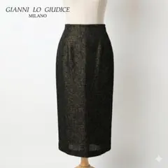 GIANNI LO GIUDICE ロングスカート モアレ光沢 麻混 日本製40のサムネイル
