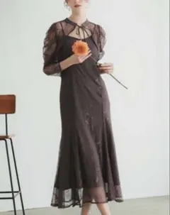 Lサイズ ボレロレイヤードレースドレス オケージョンドレス パーティドレス