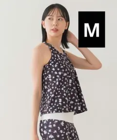 【SUKALA】フラワープリントカバータンクトップ　ピュアブラック　M