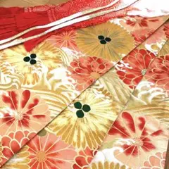 アンティーク丸帯　金×コーラルの大輪菊のゴージャスcute＋帯揚げ帯締めセット