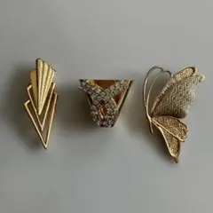 ビンテージ ゴールド系　ブローチ　3点セット