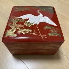 深川製磁 染錦手波鶴紋 三段重 重箱 お正月 鶴 蓋物 金彩 おせち料理