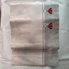 名古屋帯　六通柄幾何学模様　薄いクリーム地　#4105