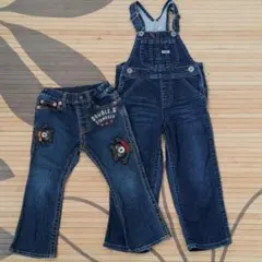 ダブルB ミキハウス デニム パンツ ジーンズ オーバーオール 2点セット