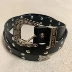 スタッズウエスタンベルト ブラック アメカジ レザー ヴィンテージ 古着 Y2K