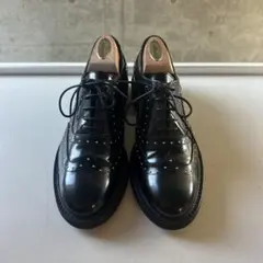 ルカグロッシ黒ウィングチップレースアップスタッズシューズChurch'sチャーチ