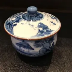 蓋つき煮物椀 青と白の絵柄
