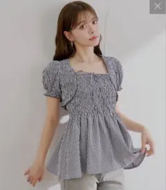 Chico ペプラムキャミ ボレロセット ギンガムチェック