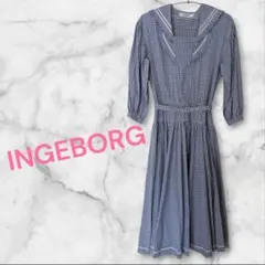 INGEBORG ワンピース 七分袖 ロングワンピース レディース ブルー 青
