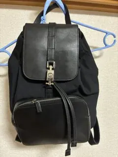 グッチ　ブラック ナイロン レザー リュック