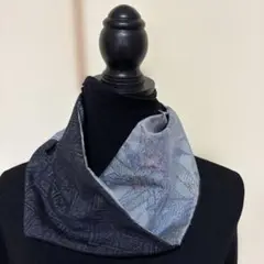 ひねりスヌード　短い　一重　着物リメイク ハンドメイド　正絹　大島紬