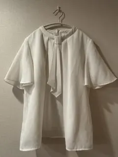【美品】洋服の青山 ANCHOR WOMAN ボウタイブラウス 白のサムネイル