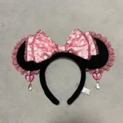 ディズニー ミニー カチューシャ ピンク 水玉 リボン イヤリング