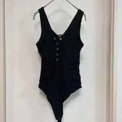 WILD FABLE 【M】 タンクトップ　リブ編み　ボディスーツ 黒 インナー