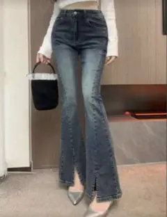 【✧新品未使用】Dazyハイウエスト スリットフレアデニム ジーンズ
