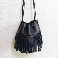 お値下げ☆Genuine Leather/イタリア製巾着型フリンジバッグ - メルカリ