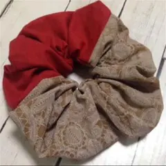 レース 花柄 シュシュ キャメル ホワイト ボルドー 大きめ c-174