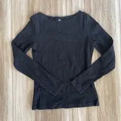 UNIQLO 長袖リブカットソー ブラック S