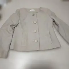 ベージュ 毛アンゴラコート ビジュー付き