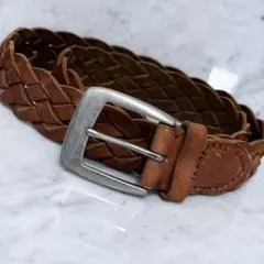 EDWIN エドウィン ベルト 本革 メッシュベルト 編み込み レザー ブラウン