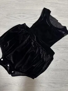 ベロアロンパース　黒　80