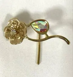 花と滴のデザイン ゴールド　ヘアカフ　ポニーフック　ヘアアクセサリー　新品