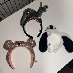 ユニバ カチューシャセット スヌーピー ジュラシックパーク ミニオンズティム