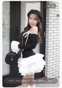 Darichデザインネックリボンミニワンピース BLACK free