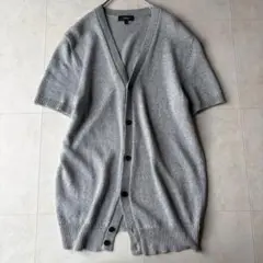 Theory セオリー 麻ニット 半袖カーディガン グレー M ロング丈のサムネイル