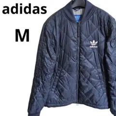 adidas キルティングジャケット ドローコード 刺繍 ネイビー メンズM