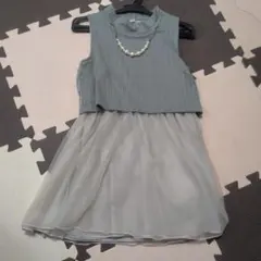グレー ノースリーブワンピース 130サイズ ネックレス付き