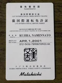猫カード　なめ猫 猫国際運転免許証 カードのサムネイル