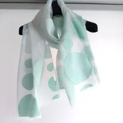 ストール 水玉模様 シフォン ホワイト・ミント 匿名発送